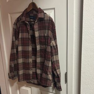 Abercrombie & Fitch Women's Plaid Button Down Shirt - Red and Brown